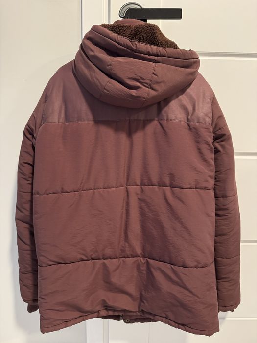 Męska Kurtka Zimowa z Kapturem Pull&Bear Kolor Bordo Rozmiar M