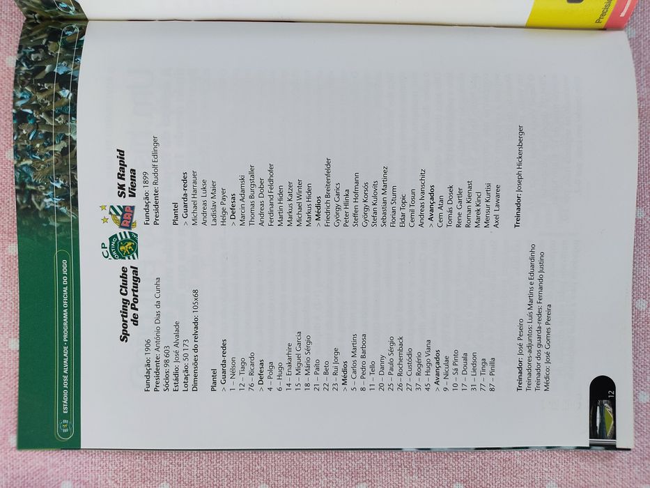 Programa de jogo Sporting Rapid Viena UEFA 2004/05