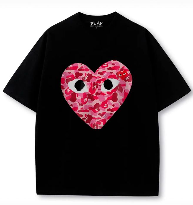 Футболка Comme des Garcons Play Logo унисекс черная белая плей New