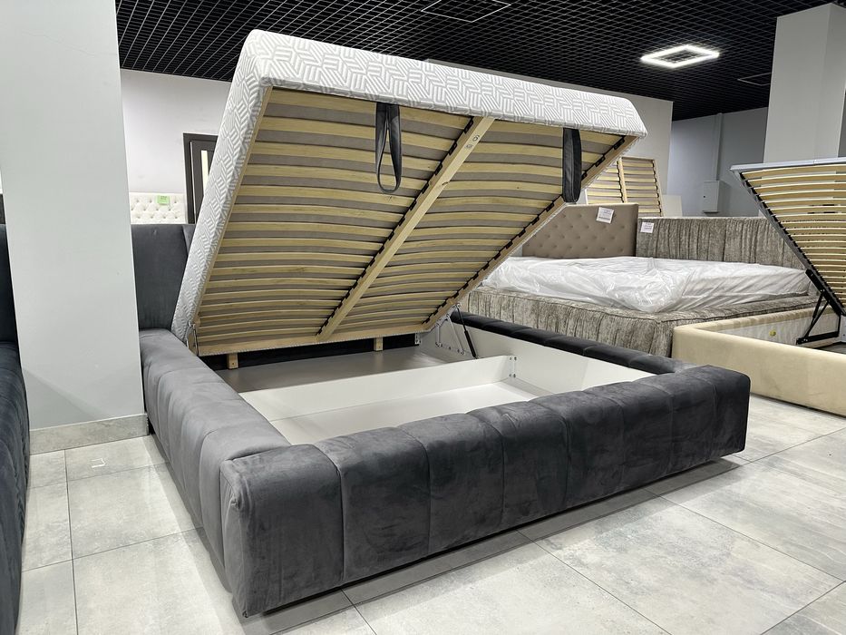 Ліжко Лотос з матрасом  160*200, графіт, сіре, акція ( ліжко+матрас)