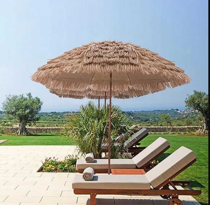 Parasol plażowy hawajski 150 cm biało-niebieski