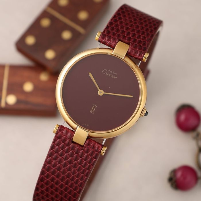 Zegarek damski Cartier Must Burgundy 30mm piekny