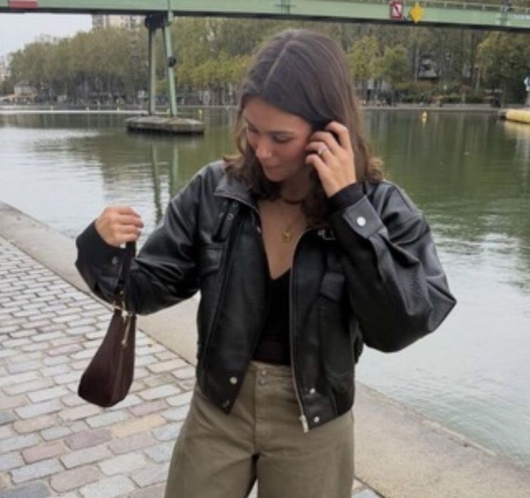 Шкіряна куртка stradivarius