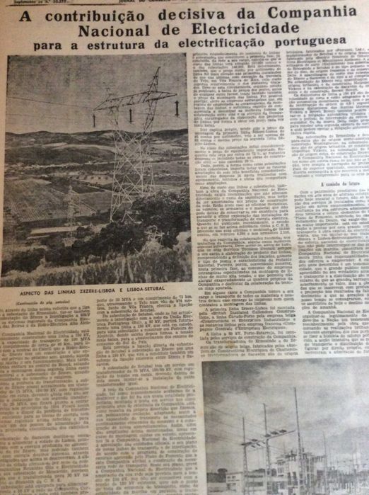 Jornal do Comércio, 1953. Tema principal: A electrificação do país