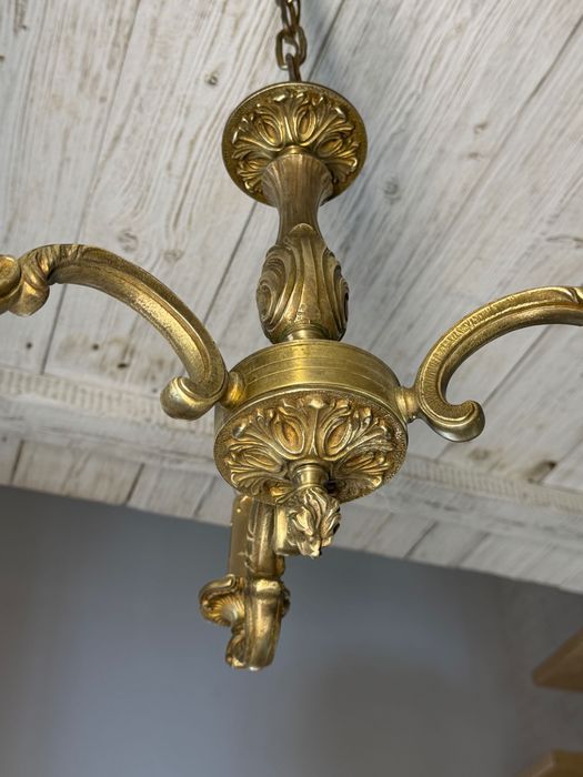 Francuski Żyrandol nr. 47 Francja, mosiądz 3-ram Antyk Lampa