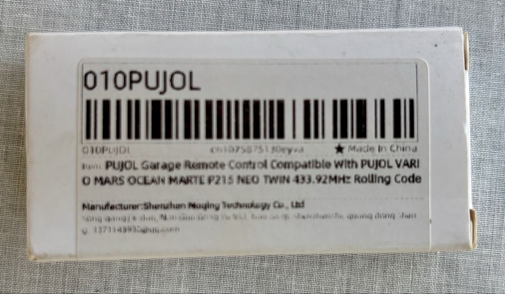 Comando de Garagem compativel com PUJOL 433.92 MHz