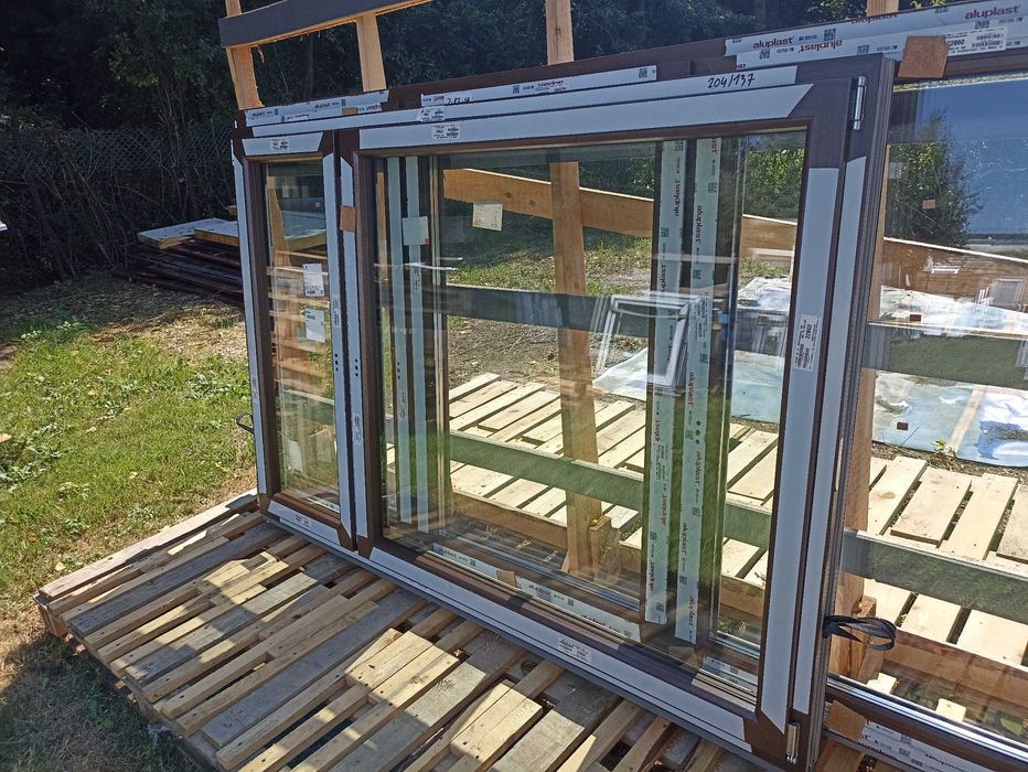 Okno pcv 204/137 obustronny brąz trzy szybowe