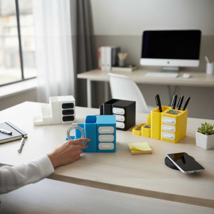 Organizador de Secretária com Gavetas – Impressão 3D