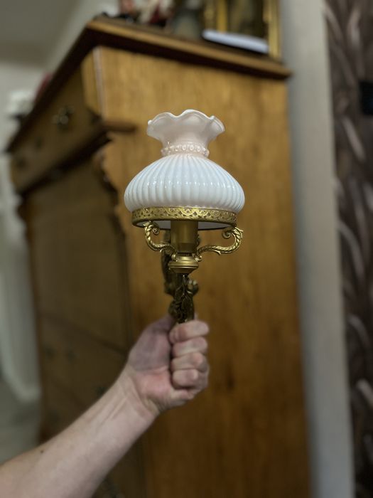 Para Vintage Kinkietów Mosiężnych w Stylu Rococo Revival – Elegancj