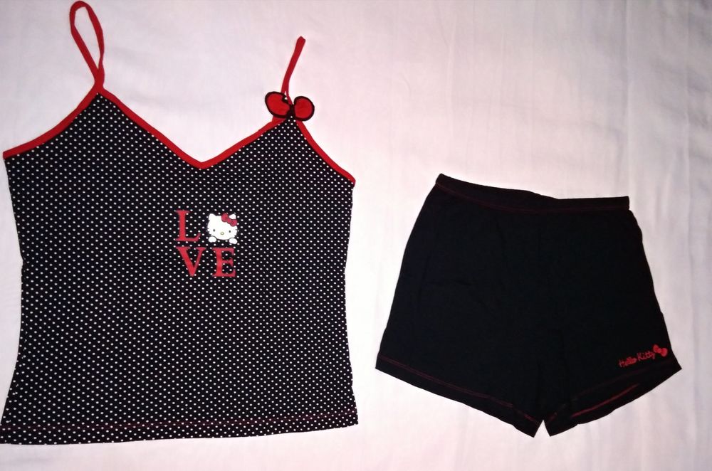 Pijama senhora em algodão, calções e alças para o Verão 'Hello Kitty'