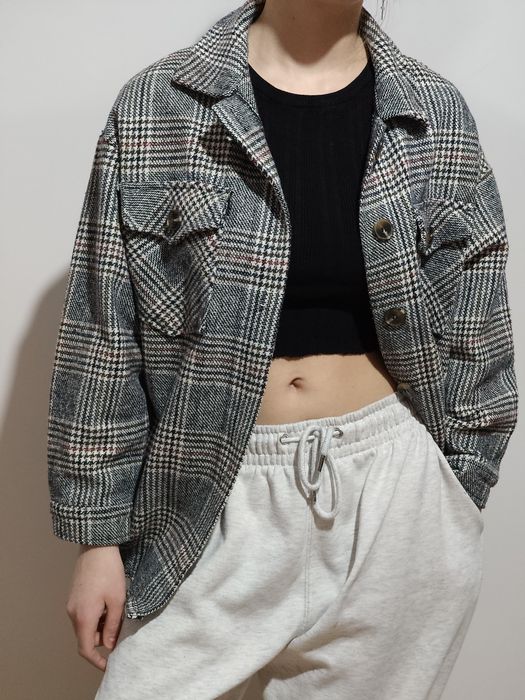 Kurtka koszulowa w kratę "shacket"marki Zeta Otto oversize używana S/M