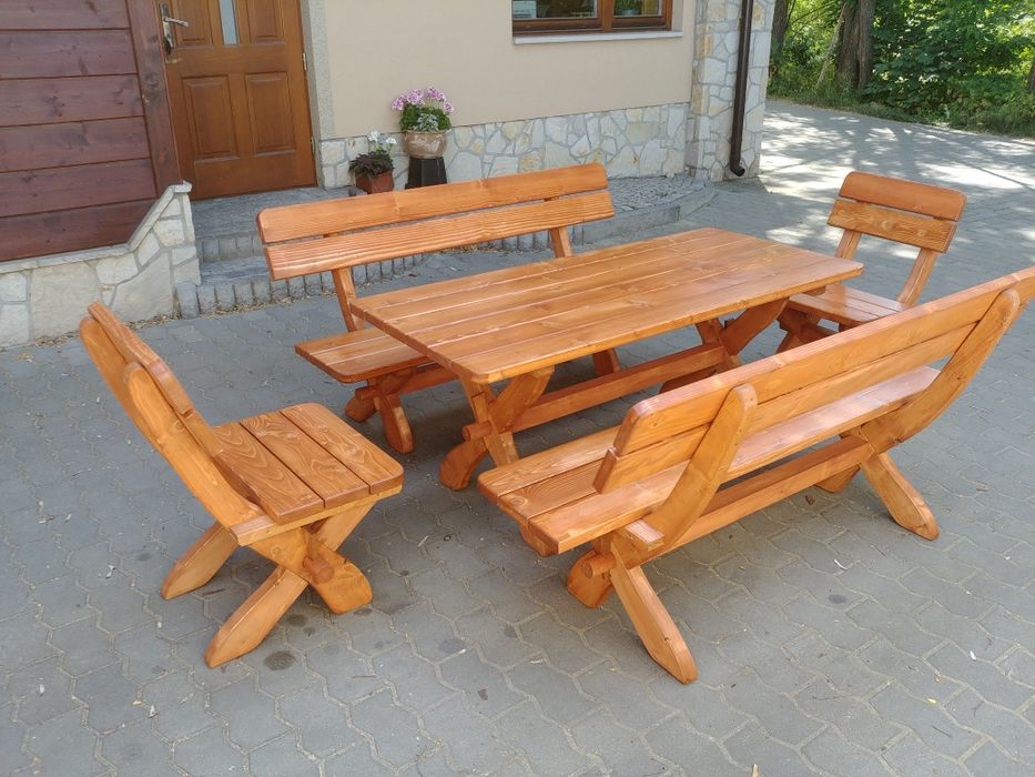 Meble Ogrodowe Drewniane Stol 2 Lawki 2 Krzesla Meble Tarasowe Nadrzecze Olx Pl