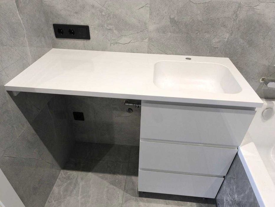 Стільниця з литим умивальником над пральною машиною + тумба і дзеркало