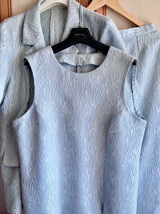 Elegancki komplet, garnitur damski bluzka + spódnica + marynarka