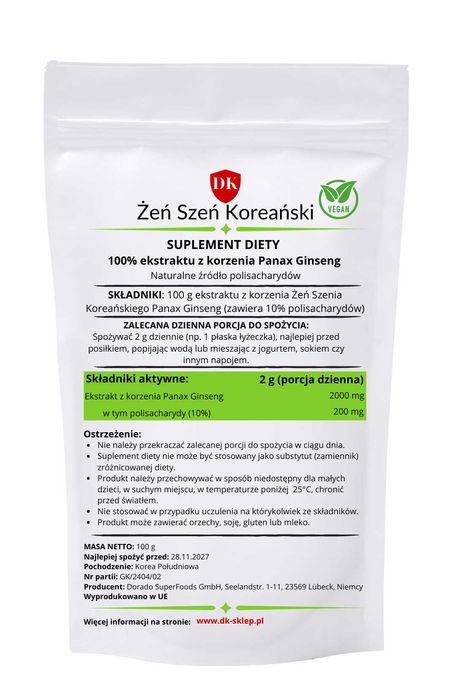 Żeń Szeń Koreański Panax Ginseng 100 g