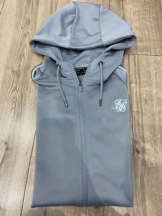bluza Siksilk z kapturem na zamek Szary Essentials Poliester Full Zip