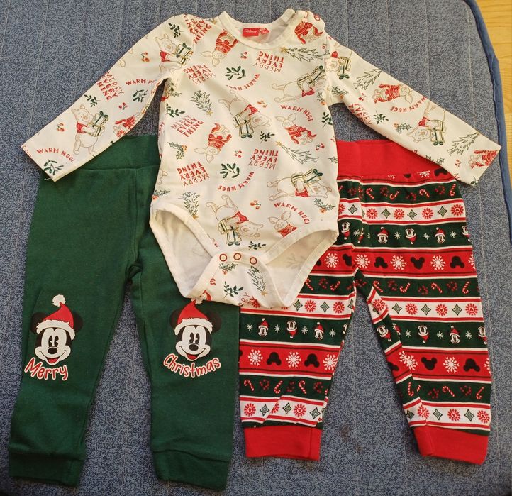 Body świąteczne długi rękaw oraz legginsy rozmiar 80