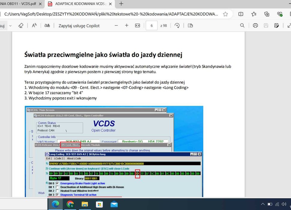 FULL ZESZYT KODOWAŃ dla VCDS VCP ObdEleven Pro VW Audi Skoda Seat PL