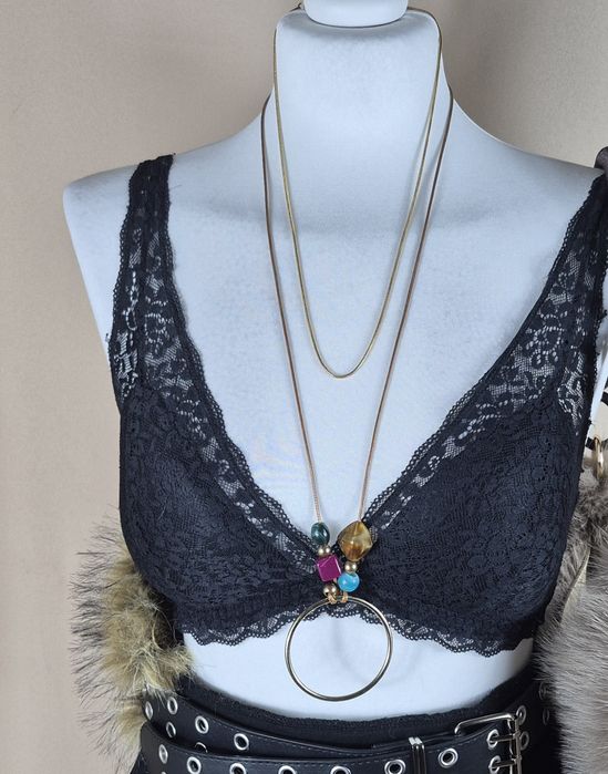 Naszyjnik z kamieniami kolorowymi+łańcuszek w kolorze zlota