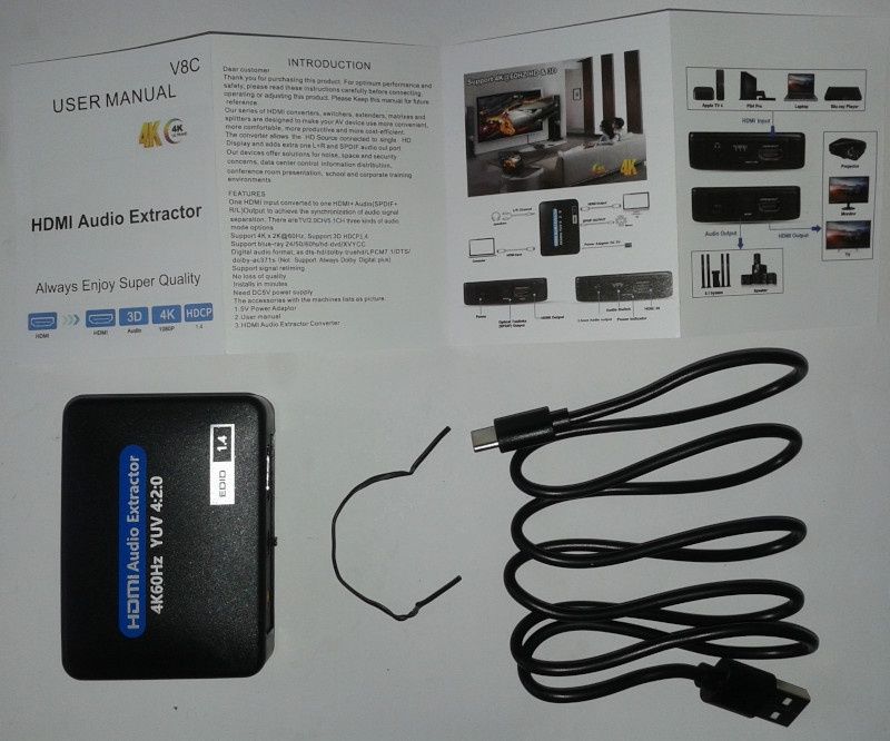 Цифровой HDMI аудио экстрактор, преобразователь звука с HDМІ на 3,5мм