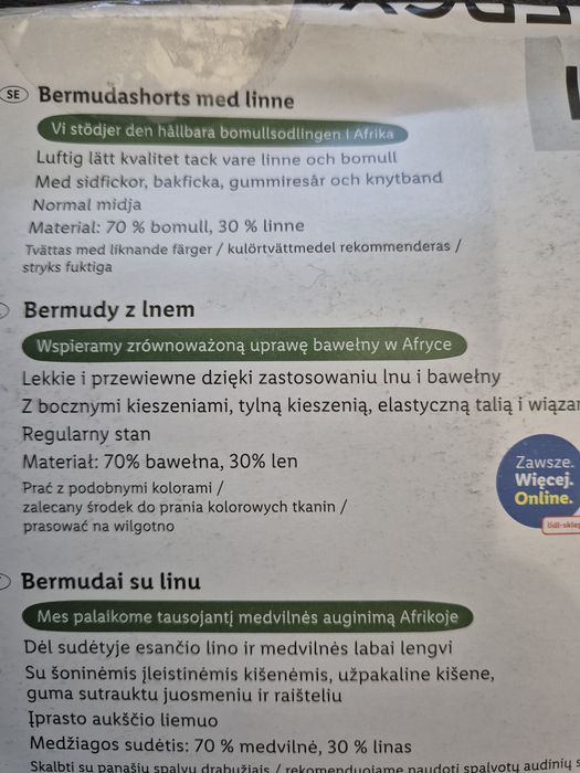Livergy nowe bermudy z lnem L 52/54