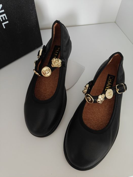 Chanel baleriny baletki CC skóra jagnięca r.39