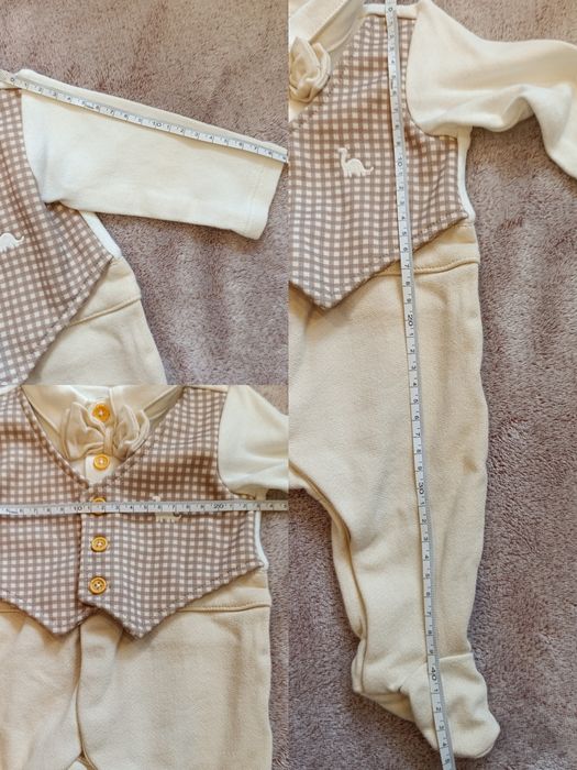 Eleganckie jasne beżowe body dla chłopca 56