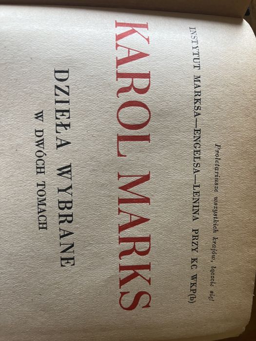 Karol Marks dzieła wybrane Tom I