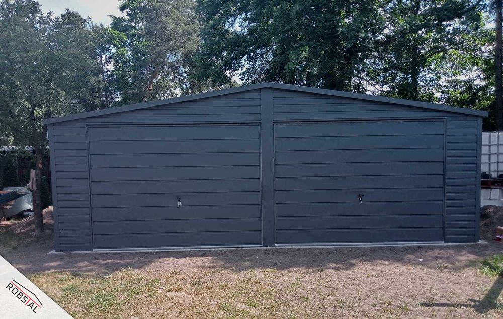 Garaż Blaszany Blaszak dwustanowiskowy 7x6m ciemny grafit MAT