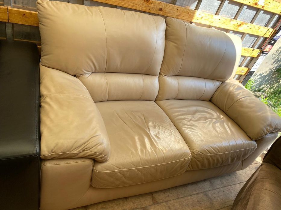 Sofa skórzana 2 osobowa skóra naturalna stan bdb beżowa FV DOWÓZ