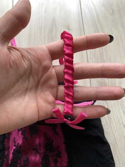 Пенюар пеньюар мереживний в сітку підтяжки рожевий чорний no secret