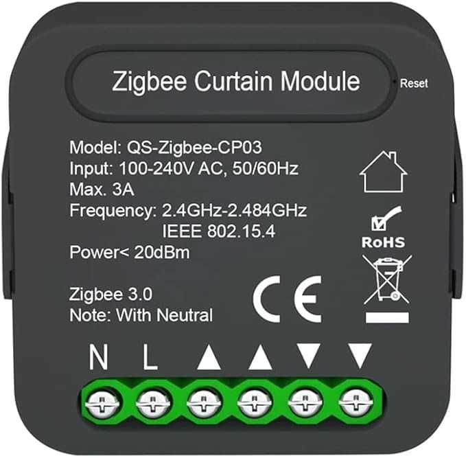 Módulo Interruptor Cortinas QS-Zigbee/WiFi Tuya | Zigbee 3.0 | Alexa | Google Home