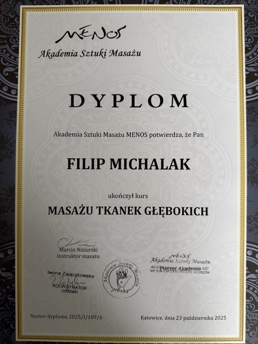 Technik masażysta mobilny (śląsk) Filip Michalak