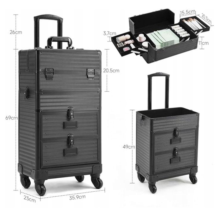 Profesjonalna walizka makijażowa na kółkach