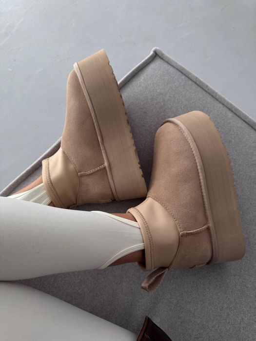 36-41 р угги UGG MINI DIPPER platform boots sand beige