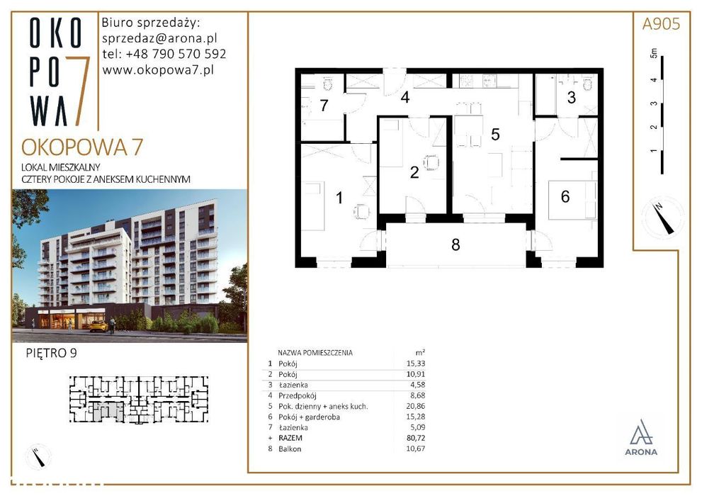 *** Okopowa 7 - cztery pokoje , duży balkon ***