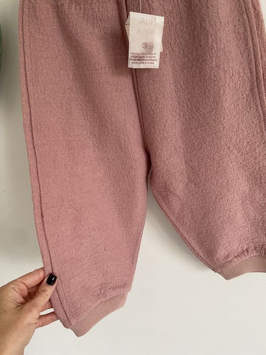 Spodnie wełna 100% noa noa 92 luźne pudrowy róż