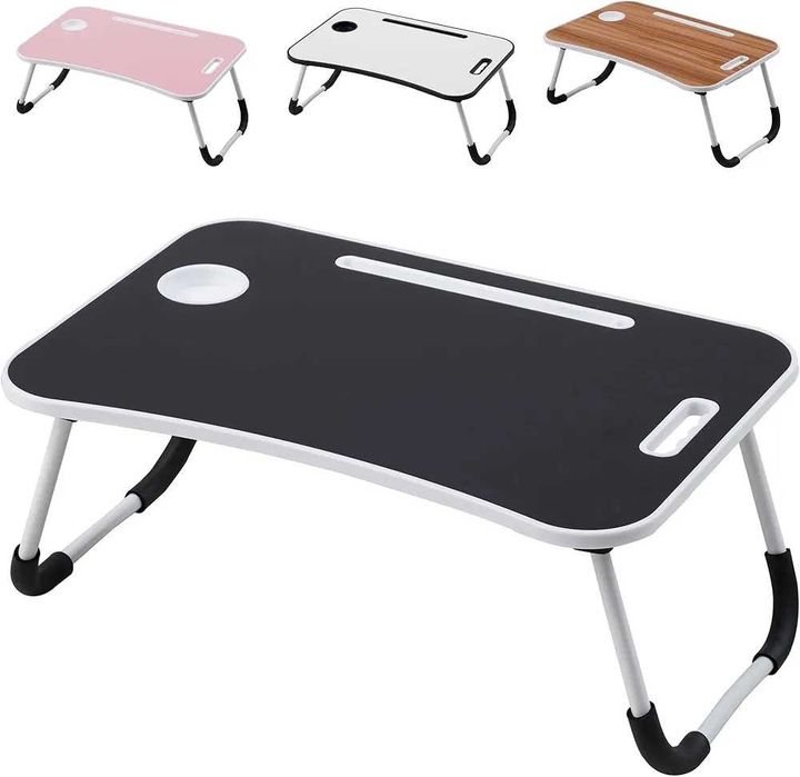Stolik pod laptopa z szufladą, czarny - stolik pod łóżko, składany