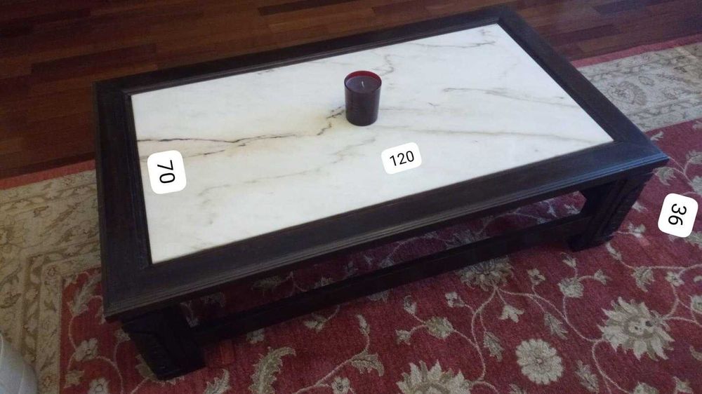 Mesas de Centro e Apoio Sala Madeira e Pedra Marmore (Otimo pra DIY)