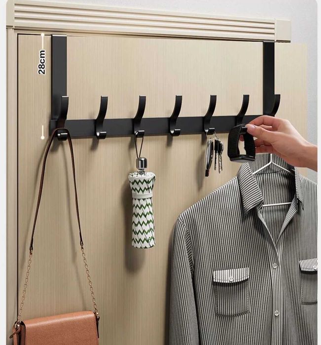 Wieszak na drzwi ręczniki ubrania 14 haków czarny loft