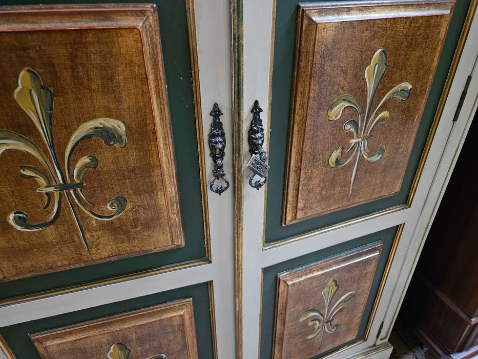 Móvel de entrada, antigo, em madeira maciça, pintado - Muitp bom es