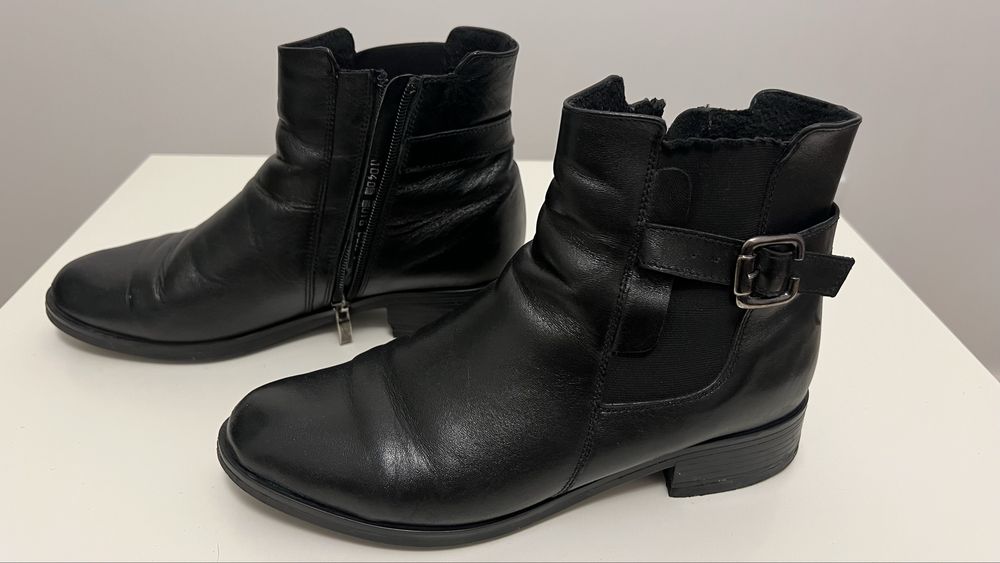 Czarne sztyblety botki skórzane 37