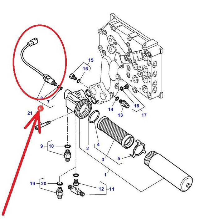 Czujnik Zapchania Filtra Hydrauliki Massey Ferguson