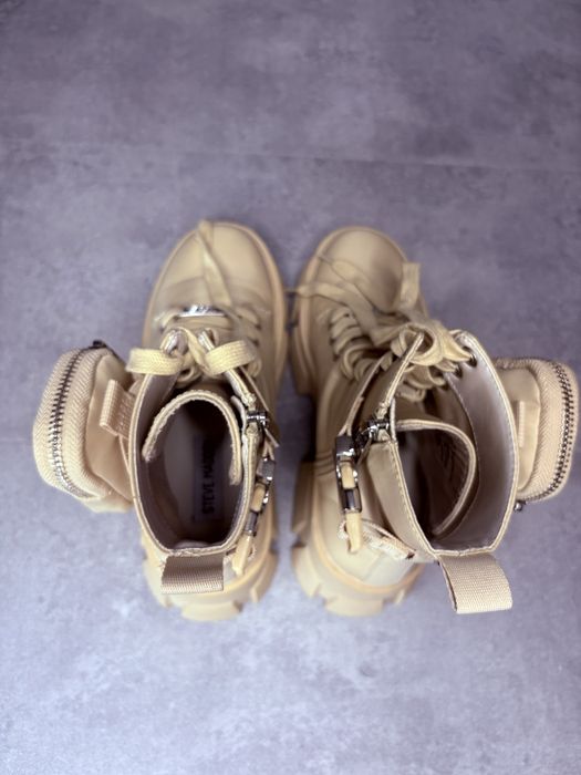 Steve Madden Tanker-P botki workery z kieszonkami beżowe