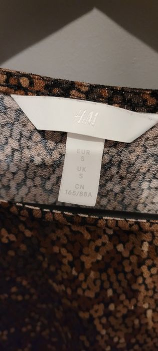 Sukienka w brązowy wzór H&M rozm. 36 jesienna