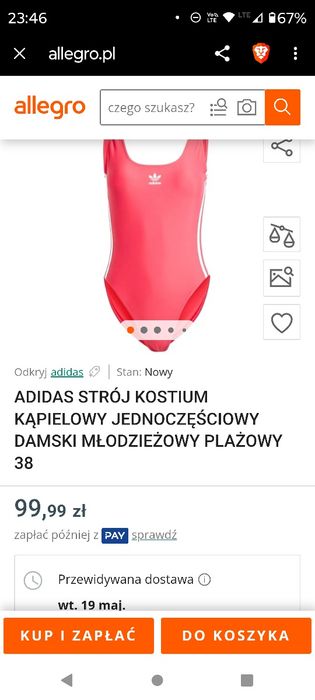 Strój kąpielowy jednoczęściowy adidas