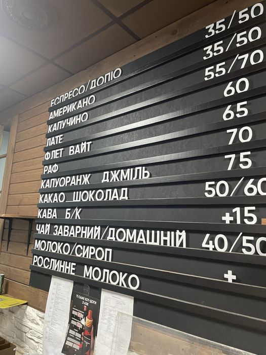 Наборное меню для кафе