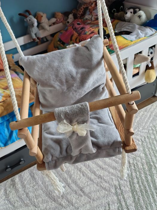 Huśtawka drewniana domowa 3w1