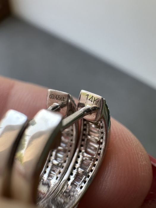 Серьги с бриллиантами 0,45 , серьги конго, золото 585, бриллианты,