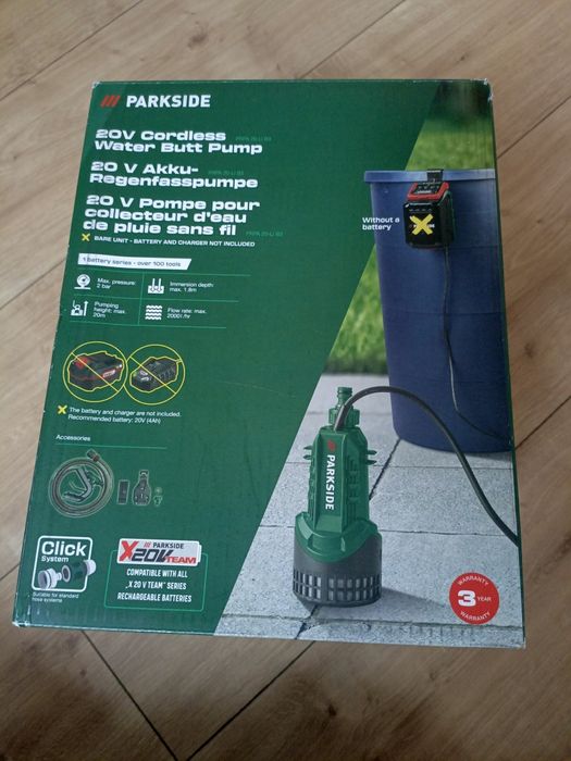 Nowa gwarancja pompa akumulatorowa PRPA 20-Li B3 20V  do wody do zbiornika